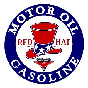 Red Hat Gas Gasoline Vinyl Decal Gas Pump Signs