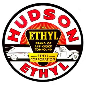 Hudson Ethyl  Gasoline Vinyl Decal Gas Pump Signs