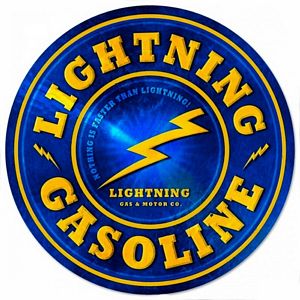 Lightning  Gasoline Vinyl Decal Gas Pump Signs